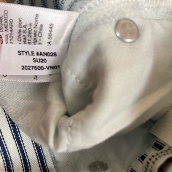 J. Crew Denim Blue & White Stripe Button-Fly High-Rise Toothpick Jeans Size 25 - Picture 2 of 10